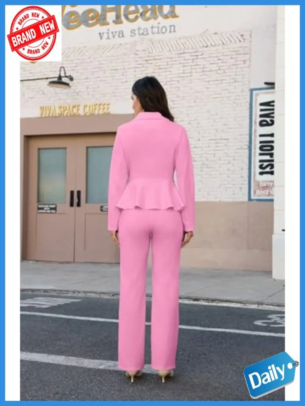 Women's 2 Piece Suit Set Dressy Blazer Pants Business Casual Outfit Long Sleeve